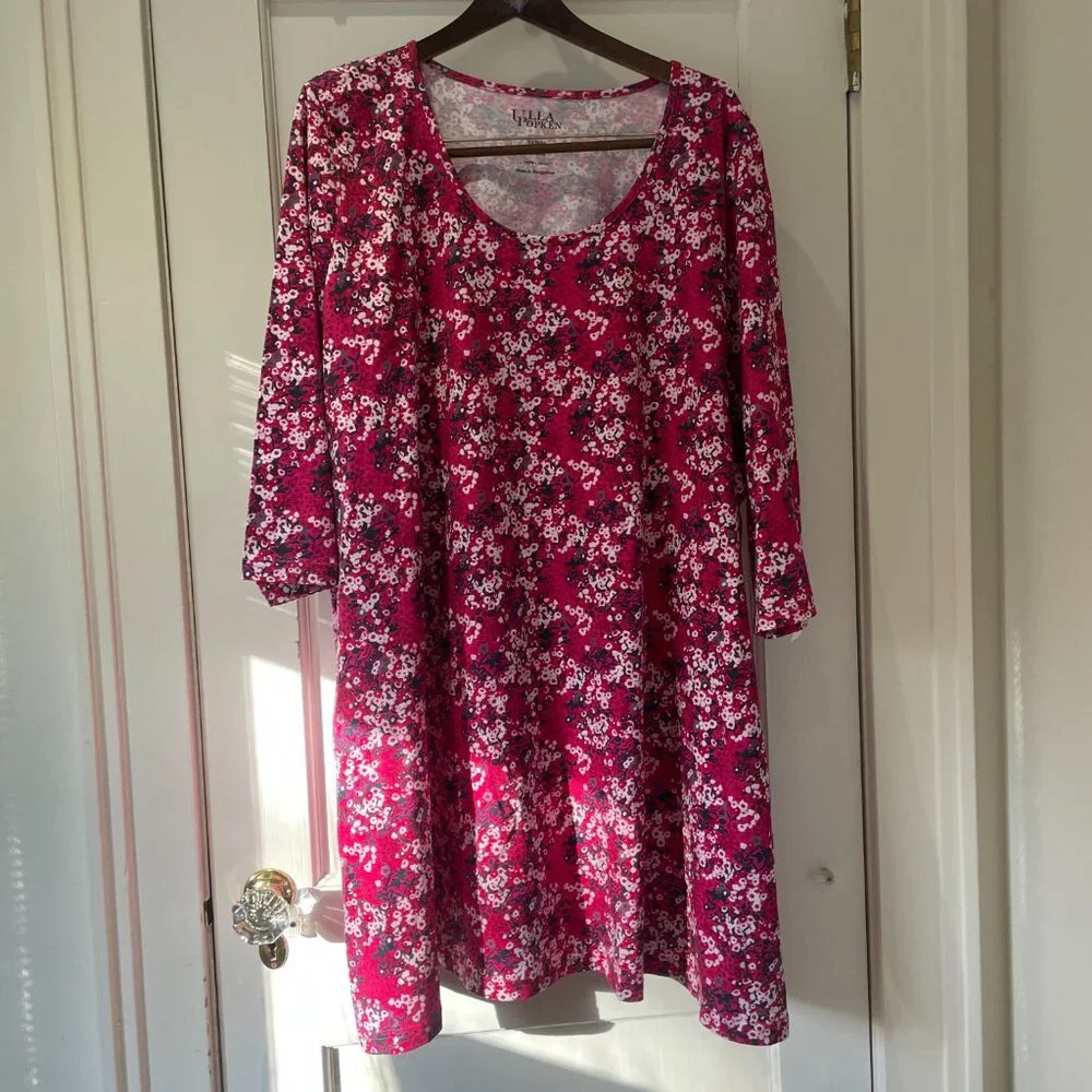 Ulla Popken Floral Pattern 28/30 Women's Tunic Top 100% Cotton - Picture 2 of 5